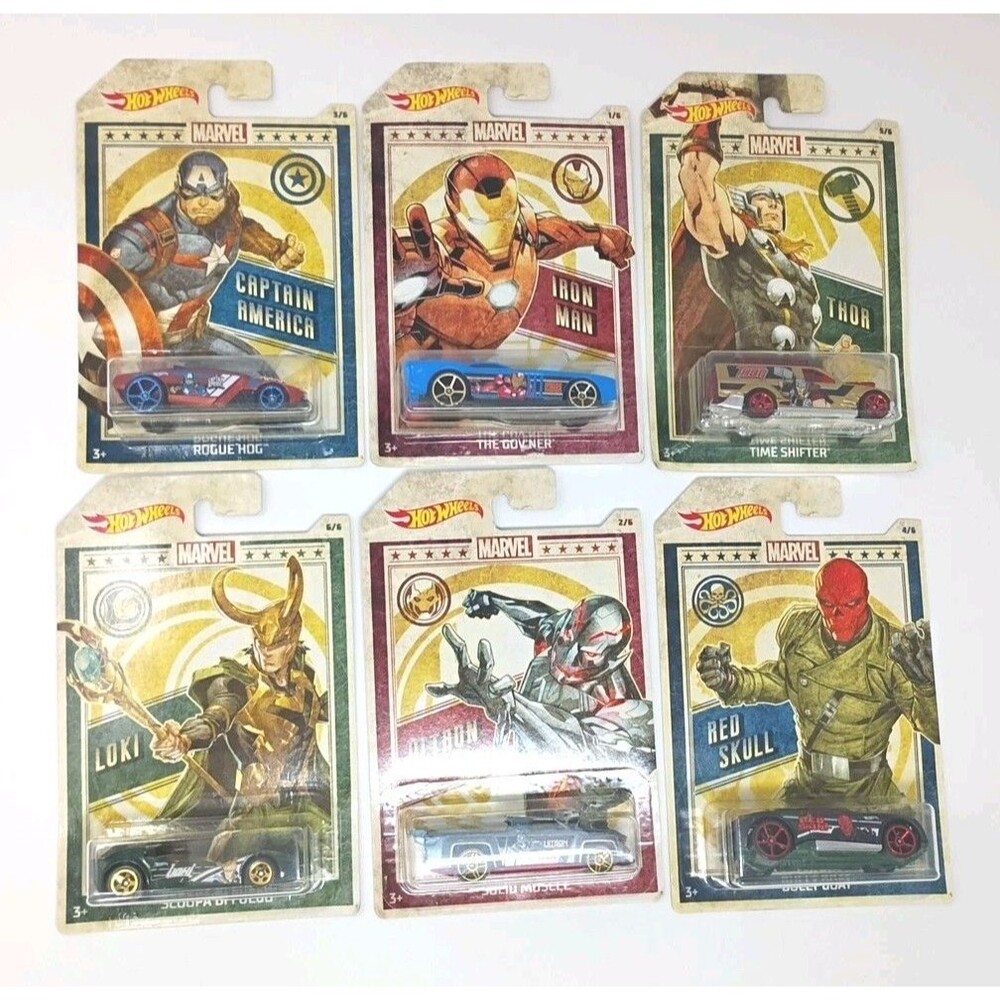 Hot Wheels 2018 Marvel Walmart Exclusive 6 Car Set: Thor, Loki, Ultron & 3 More!